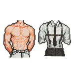 Muscular male model white shirt pixel art (perler beads) - Image 2