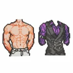 Muscular male model Purple Shirt pixel art (perler beads) - Image 2